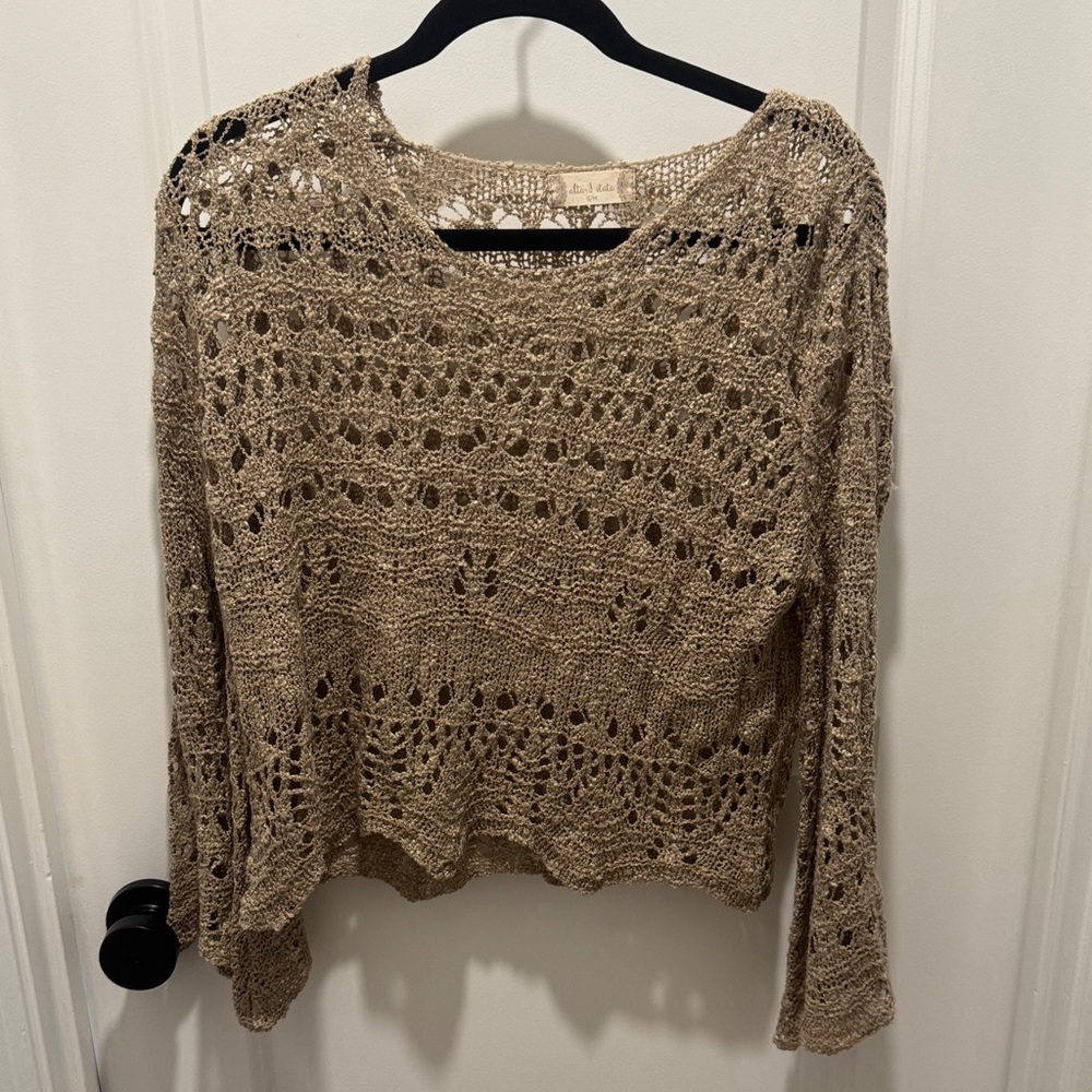 Altar'd State Tan Crochet Sweater Top